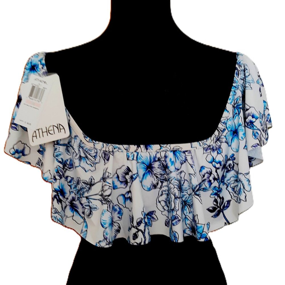Athena Padded Bandeau Summer Top Swimsuit New Blue Off Shoulder Size 10